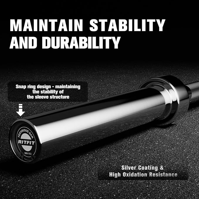 RitFit Barbell Weight Set - 4/6FT Olympic Barbell with Weight Plates (55-275LB Total) - Weightlifting Equipment for Squats, Curls, Deadlifts, Presses, Hip Thrusts