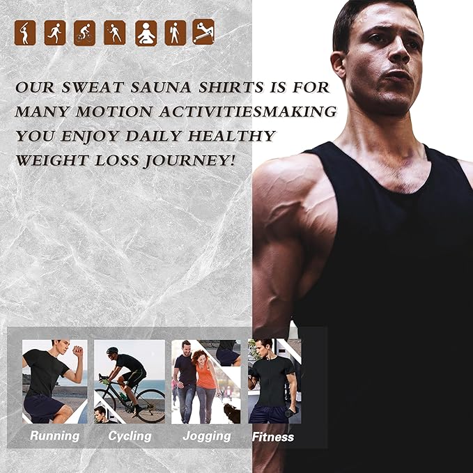 Sauna Sweat Suits Shirt Vest Waist Trainer for Men Compression Workout Shapewear Excersize Gym Clothes Working Out