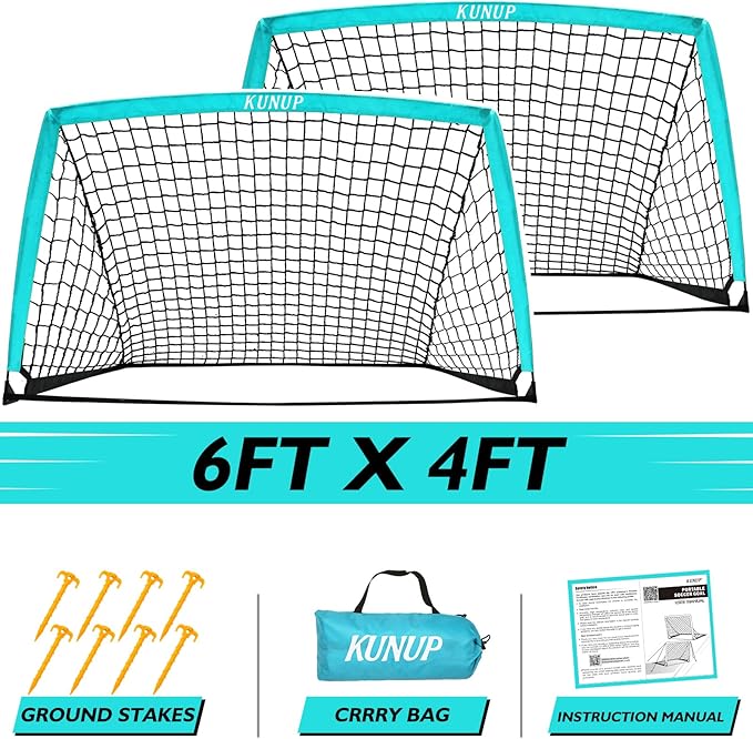 2 of 5×3 6x4 9x5 FT Portable Kids Soccer Goals Set, Foldable Soccer Practice Nets for Backyard with Carrying Bag for Toddler Youth Pop Up Soccer Training Equipment Indoor Outdoor Sports Game Gift
