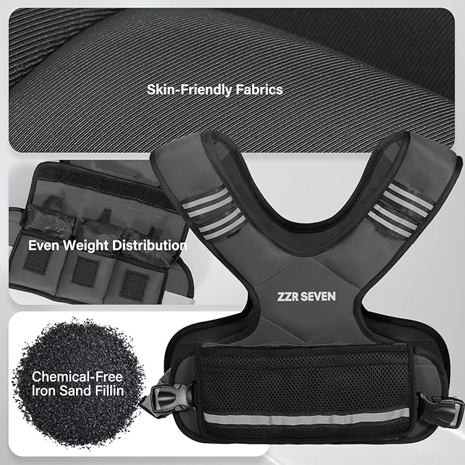 Weighted Vest for Women and Men, 4-10lbs/11-20lbs Adjustable Weighted Vest with 6 Iron Sand Weights, Running Vest for Strength Training, Workout, Running, Fitness, Weight Loss