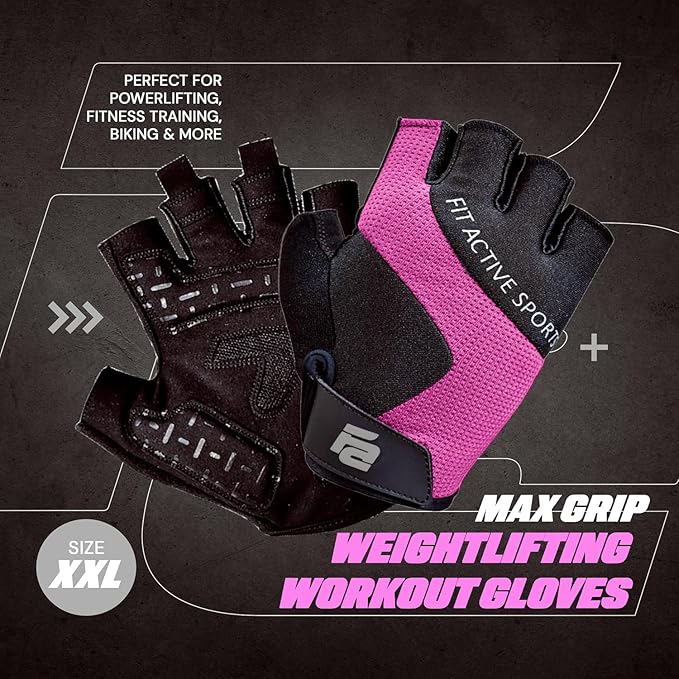 Fit Active Sports Max Grip Weight Lifting Workout Gloves for Gym Lifting, Biking, Fitness Training | Lightweight, Breathable, Non Slip | Men and Women