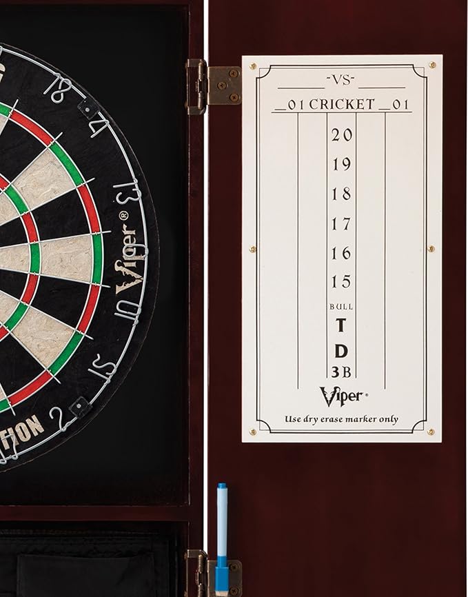 Viper by GLD Products Metropolitan Solid Wood Cabinet & Sisal/Bristle Dartboard Play-Ready Bundle