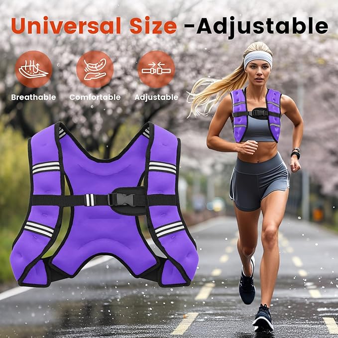Weighted Vest, 6lb/8lb/12lb/16lb/20lb/25lb/30lb Weight Vest for Men Women, Body Weight Vests Adjustable with Reflective Stripe for Strength Training, Running, Training Workout, Jogging, Walking