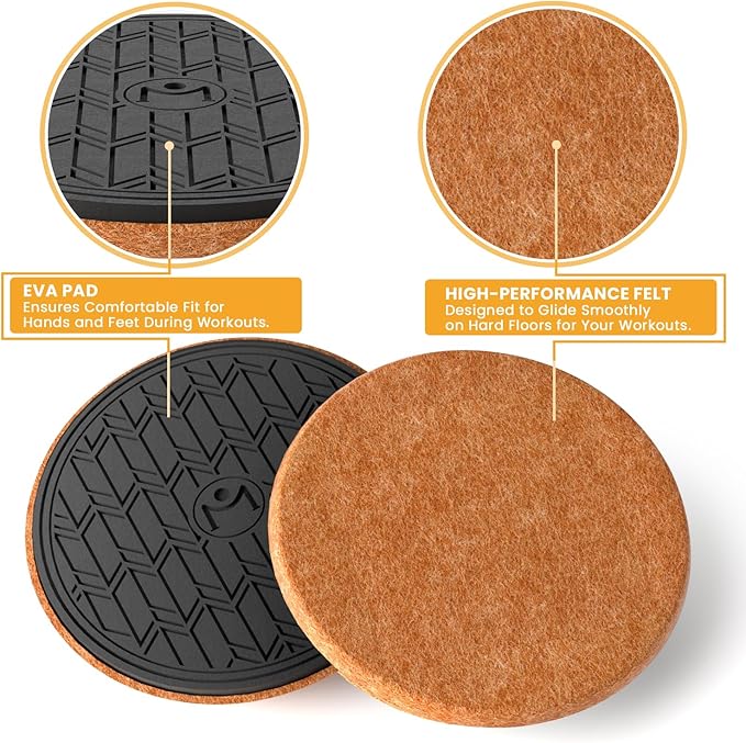 MUYOS Sliders for Working Out, Floor Sliders for Exercise, Sliding Discs for Hardwood Floors – Core and Strength Training, Protects Floors, Ideal for Home Gym Fitness