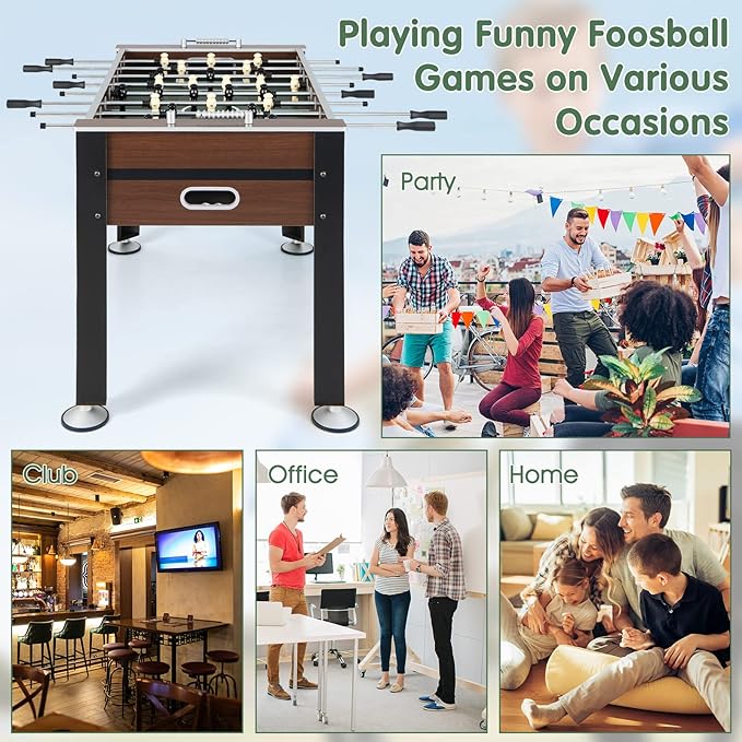 Giantex Foosball Table Adult Size - 54" Foosball Table Full Size with 2 Balls, Wood Football Table, Arcade Soccer Table Game for Kids Adults, Game Room, Home, Office, Party