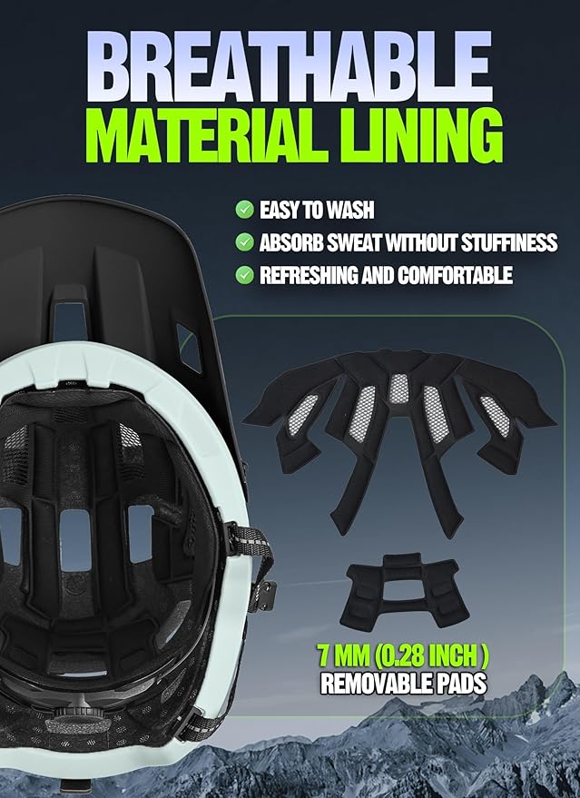 Mountain Bike Helmet for Adults & Youth Lightweight Impact-Resistant with Adjustable Dial & Removable Visor Unisex Helmet for Mountain Biking Bicycle Clcying