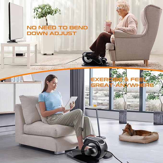 Zakle Under Desk Elliptical Machine, Electric Elliptical Training Machine w/Remote Control, 12 Speed Levels, Quiet Seated Pedal Exerciser for Home Office