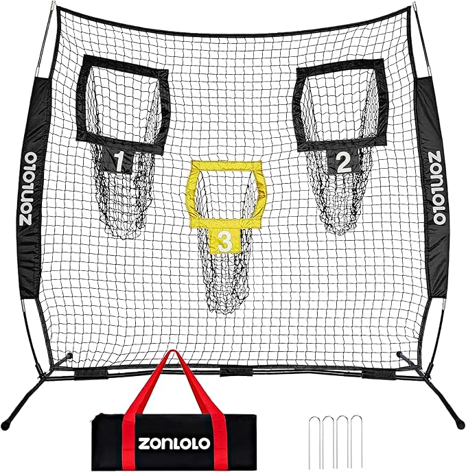 6x6ft Football Training Net, Football Throwing Net with 3 Target Pockets, Portable QB Throwing Practice Equipment with Small Carry Bag,Most Suitable for Kids