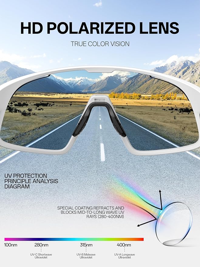 KAPVOE Polarized Cycling Glasses Men Women Sports Sunglasses for Mountain Bike Running Fishing Baseball K383