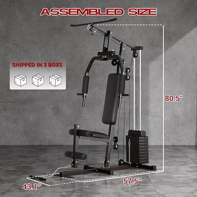 Multifunctional Full Body Workout Machine, Workout Station with 100 LBS Weight Stack, Home Gym Equipment