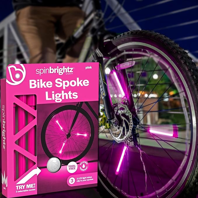 Brightz SpinBrightz LED Bike Spoke Lights for 1 Wheel - 3 Cool Solid Color & Modes - Ride with 100% Ultimate Style and Safety! Easy Clip-On Design - Turn Every Ride into a Dazzling Night Adventure