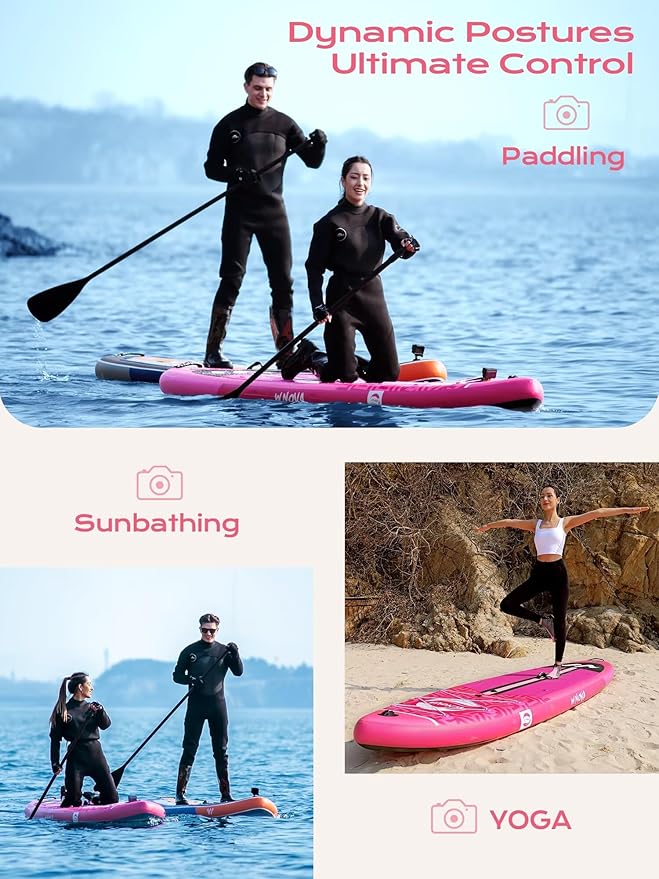 Extra Wide Inflatable Paddle Board, 11' x 34" x 6" Stand Up Paddle Board for Adults, SUP Accessories with Camera Mount, 2+1 Family for Lake, Ocean, Sea