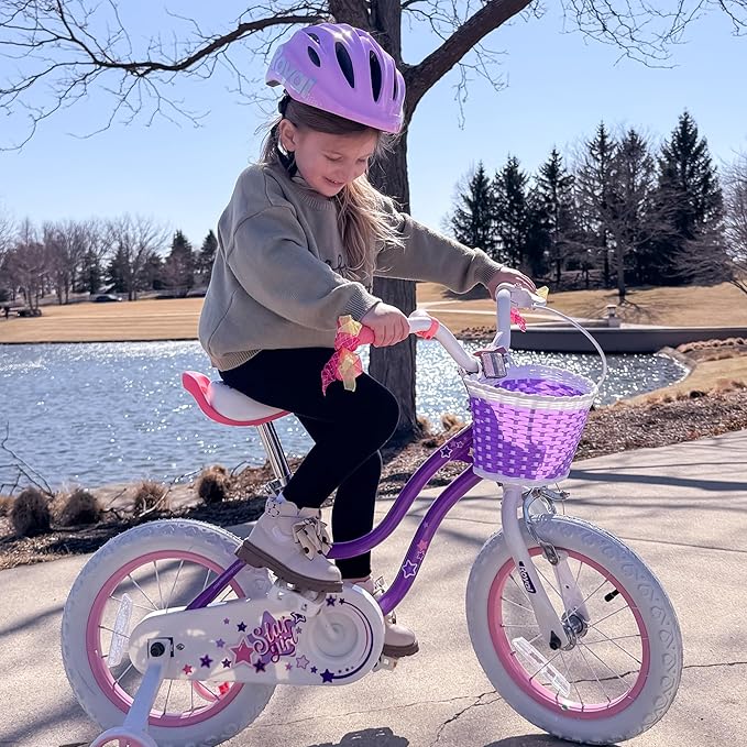 RoyalBaby Girls Bike EZ Bike Stargirl Training Free Balance to Pedal Easy Learning Bicycle, 12-20 Inch for Toddlers & Big Kids.