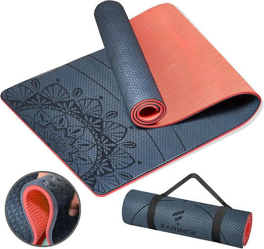 Yoga Mat Extra Thick 9MM, High Density Exercise Mats Non Slip for Home Workout, Pilates Mat with Strap for Women Men, Eco Friendly Mat Thick (9MM-NAVY-BLUE)