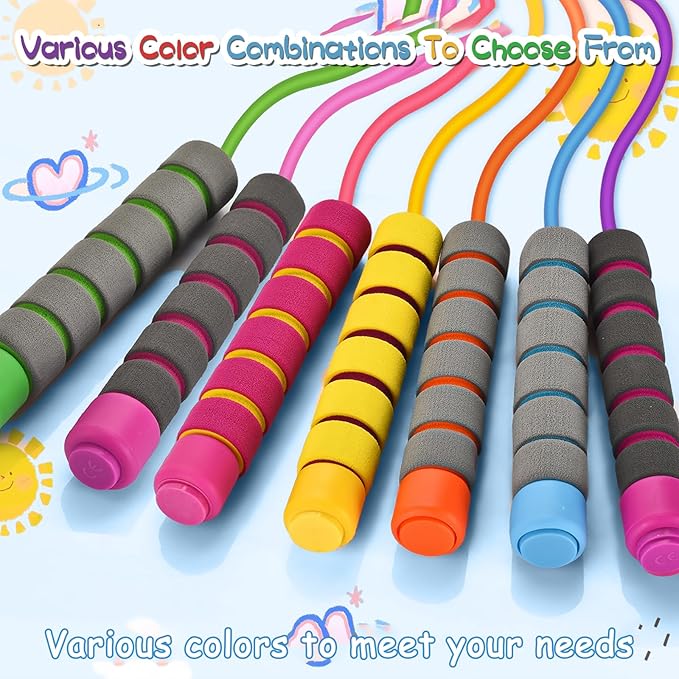 Jump Rope For Kids,Jump Rope Kids,Adjustable Soft Skipping Rope,Toddler Jump Rope With Skin-Friendly Foam Handles For Kids, Boys,Girls,Women, Men,Exercise Activity,Outdoor Fitness