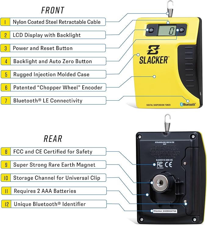 Slacker Starter Suspension Tuning Kit- Set Sag With No Assistance On Dirt Bikes, Street Bikes, Adventure Bikes, And Mountain Bikes. See measurements right on the bars!