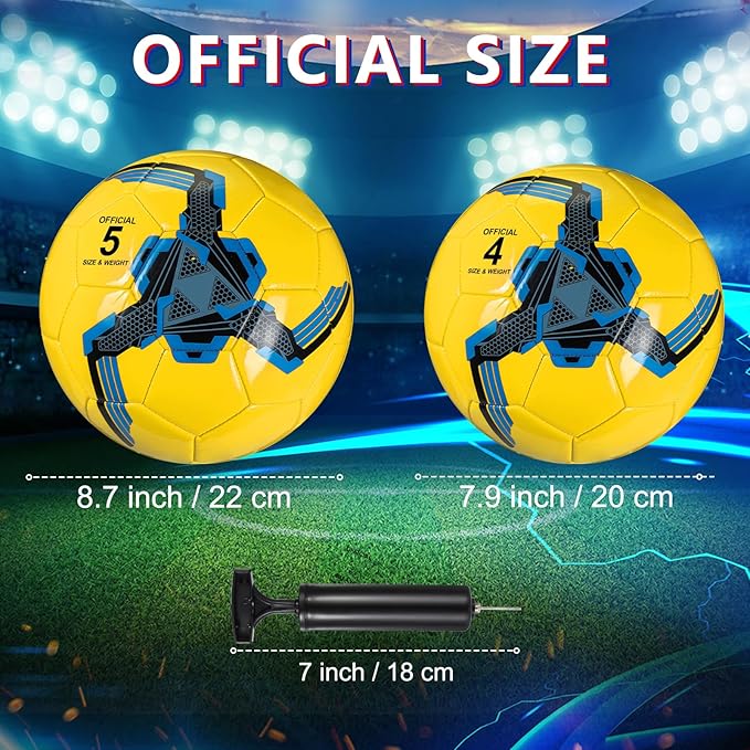 Deekin 6 Pcs Soccer Ball Bulk with Pump Size 5/4/3 Soccer Ball for Indoor Outdoor Sport Practice Competition Sport Training Accessories for Youth Adults