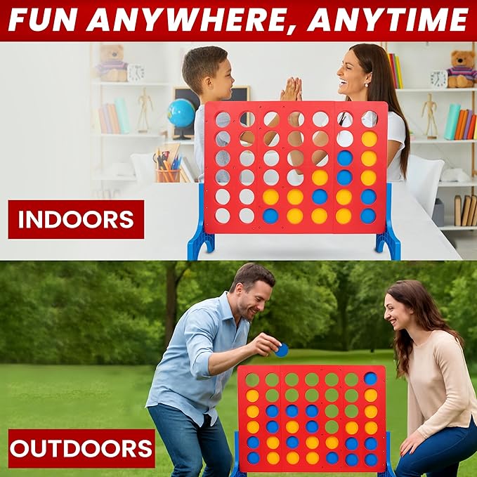 Bolaball 4 in a Row Tabletop Game – 1.8 Ft 4 to Score Game for Kids & Adults, Indoor/Outdoor Family Yard, Portable Party for Home, Picnic & Travel, Plastic Version.