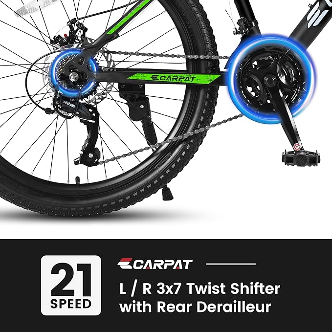 26 Inch Mountain Bike 21 Speeds with Mechanical Disc Brakes, High-Carbon Steel Frame, Suspension MTB Bikes Mountain Bicycle (Black+ Blue)