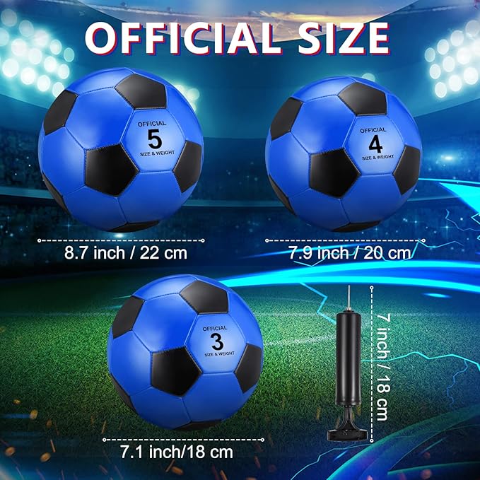 Deekin 6 Pcs Soccer Ball Bulk with Pump Size 5/4/3 Soccer Ball for Indoor Outdoor Sport Practice Competition Sport Training Accessories for Youth Adults