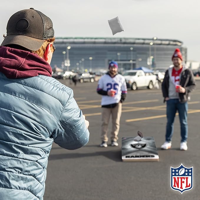 Wild Sports NFL Football 2' x 4' Regulation Size Solid Wood Cornhole Set with Direct Print HD Team Graphics Great Gift for Any Football Fan! Bean Bag Toss Family Outdoor Game