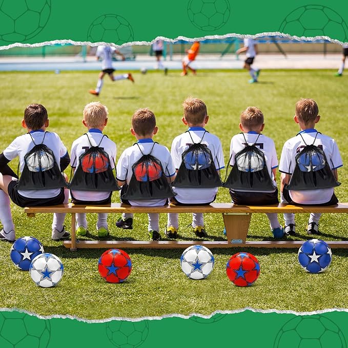 6 Pack Operation Deflated Christmas Soccer Ball with Pump for Child,Items Bulk Deals Soccer Balls,Classic Soccer Balls with Mesh Sport Bag Pump Needle for Shoebox Gift Fillers Charity Donations