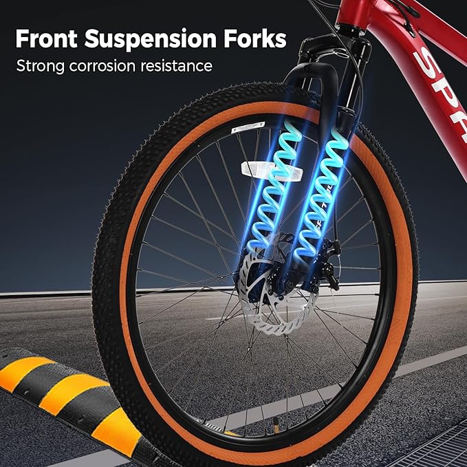 SPATIAL Mountain Bike, 24/26/27.5/29 inch Outdoor Cycling Bike,21/8 Speed Lightweight Aluminum Frame | Dual Disc Brakes,Adjustable Ergonomic Seat for Men Women Adult,MTB Bicycle