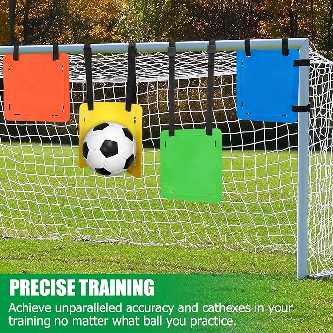 TOBWOLF 4PCS Soccer Goal Target, Soccer Goal Shooting Targets with Adjustable Extra-Long Strips, Targets for Goals Training Enhance Agility Speed for Lacrosse, Hockey, Baseball, Football