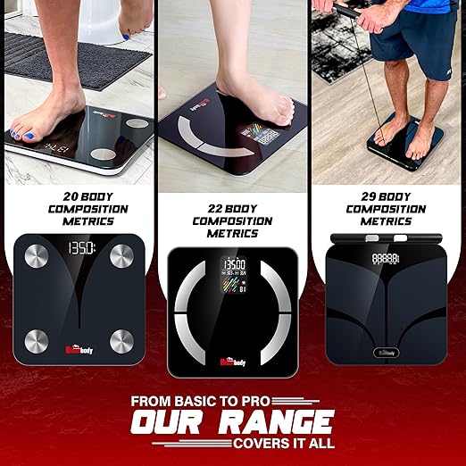 Smart Digital Body Bathroom Scale – 29 Health Body Metrics – for Advanced Fitness Enthusiasts – Durable Tempered Glass – 8 Electrodes Sensors – Smartphone App Support Bluetooth Connection