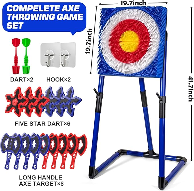 Axe Throwing Target Game for Backyard with 8 Throwing Axes Set,Indoor &Outdoor Activities for Kids,Hunting Games for Family, Birthday Gift for Boys Girl, Carnival Games