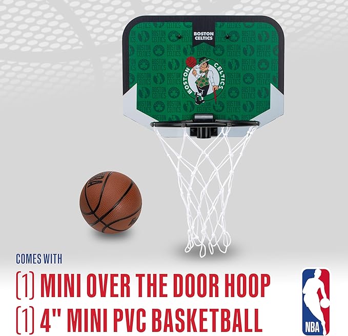 Franklin Sports NBA Team Over The Door Basketball Hoop - Kids Indoor Mini Basketball Hoop with Basketball - NBA Fan Shop Mini Hoop for Bedroom & Office