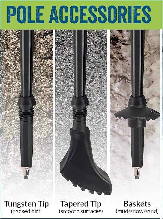 Official Nordic Walking Poles - True Classic Nordic Glove Grips, Lightweight, Adjustable, and Collapsible -2 Pieces w/flip Locks, Detachable Feet and Travel Bag by York Nordic - Heights 5'4"-6'2"