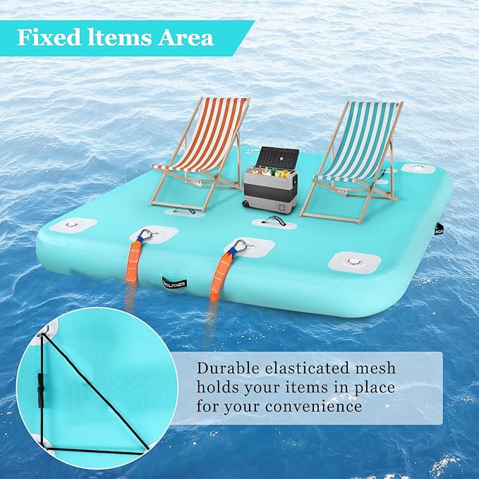 Inflatable Floating Dock, Swim Platform Floating Island Raft, Large Air Mat Inflatable Water Pad with None-Slip Surface for Lake Pool Beach Ocean