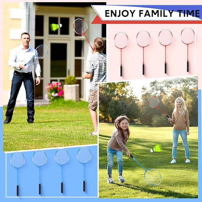 12 Pack Badminton Rackets Set Including Rackets, Nylon Shuttlecocks and Carry Bag for Outdoor Backyard Games Beginners