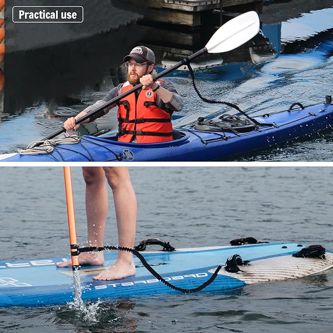 HESTYA 6 Pieces Kayak Paddle Leash Stretchable Paddle Rope Nylon Adjustable Kayak Coiled Rod Leash Lanyard Kayak Traction Rope for Kayak Canoe SUP Paddles Surfboard Fishing Poles Rods Accessories