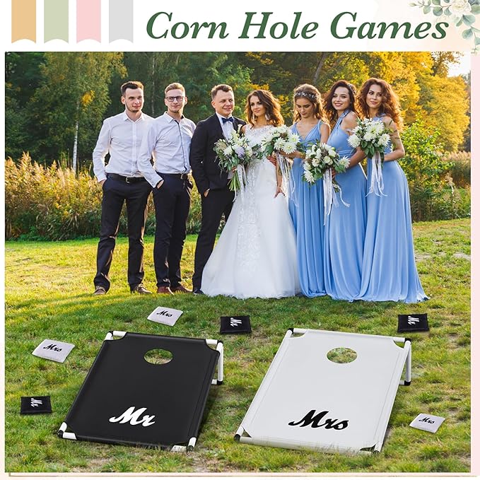 Wedding Portable Cornhole Games Set, PVC Framed Corn Holes Kit-2 Cornhole Boards, 8 Corn Hole Bean Bags and Carrying Case for Wedding Game Beach Yard Toss Indoor Outdoor Camping Party (3x2ft)