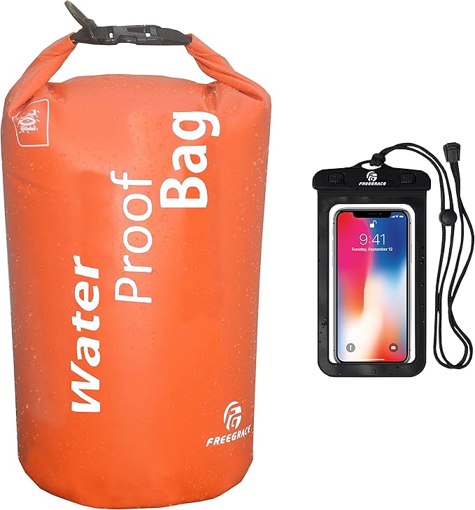 Freegrace Waterproof Dry Bag - Lightweight Dry Sack with Seals and Waterproof Case - Float on Water - Keeps Gear Dry for Kayaking, Beach, Rafting, Boating, Hiking, Camping and Fishing