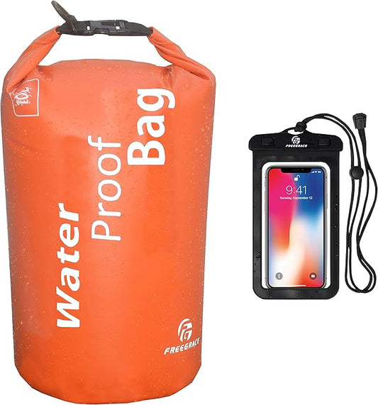 Freegrace Waterproof Dry Bag - Lightweight Dry Sack with Seals and Waterproof Case - Float on Water - Keeps Gear Dry for Kayaking, Beach, Rafting, Boating, Hiking, Camping and Fishing
