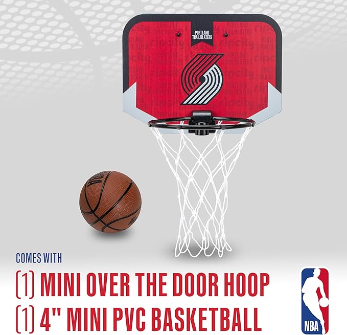 Franklin Sports NBA Team Over The Door Basketball Hoop - Kids Indoor Mini Basketball Hoop with Basketball - NBA Fan Shop Mini Hoop for Bedroom & Office