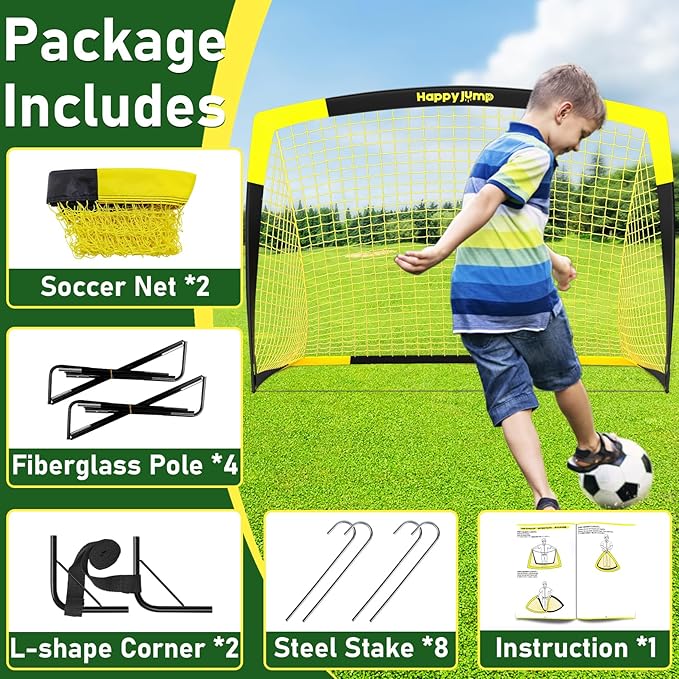 Soccer Goal Pop Up Foldable Soccer Net for Backyard 7x5FT,5x3.6FT,4x3FT,3x2.2FT