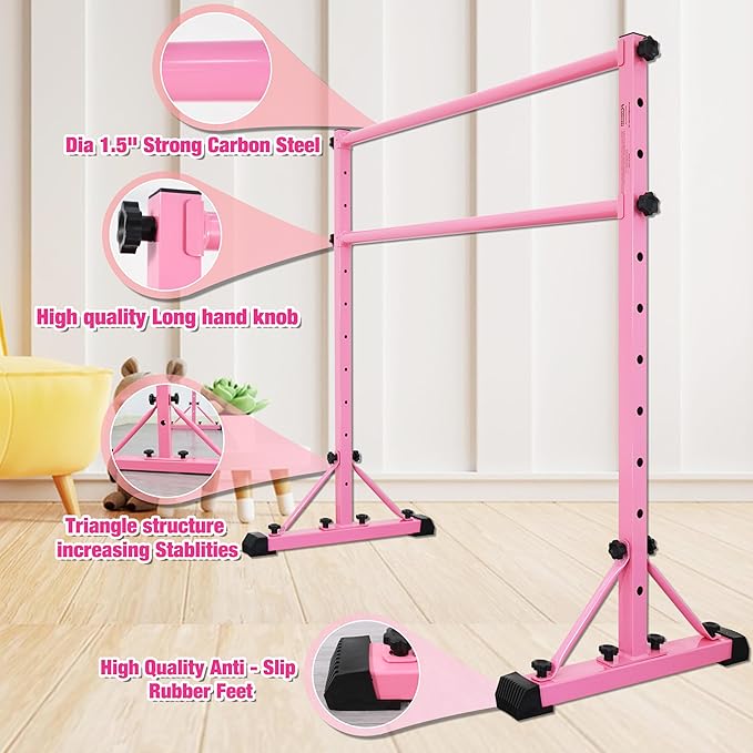 Adjustable Ballet Barre,Portable Dance bar,Fitness Equipment for Dance & Balance Excercise,Super Sturdy for Balance Workout,Weight Limit 250 LBS