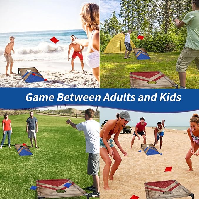 NZQXJXZ 3x2 ft Cornhole Board Set with 8 Bean Bags and Carrying Bag, Outdoor Toss Game Set for Kids and Adults, Portable Corn Hole Sets for Beach Lawn Backyard