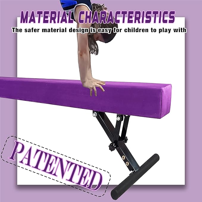 Adjustable Balance Beam Gymnastics Beam 8 FT Adjustable Height Beams for Kids, High and Low Floor Beams,Gymnastics Equipment for Kids Adults Training at Home and Gym Center