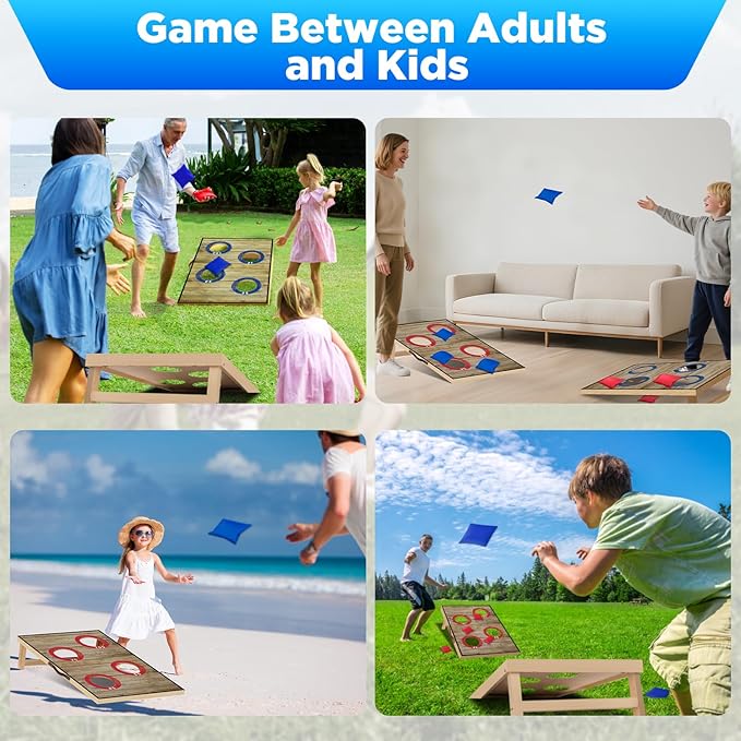 Portable Cornhole Board Set with Bean Bags,Choose 3 * 2 ft or 2 * 1 ft Cornhole Boards for Adults Kids Cornhole Games for Indoor and Outdoor Party Camping Equipment