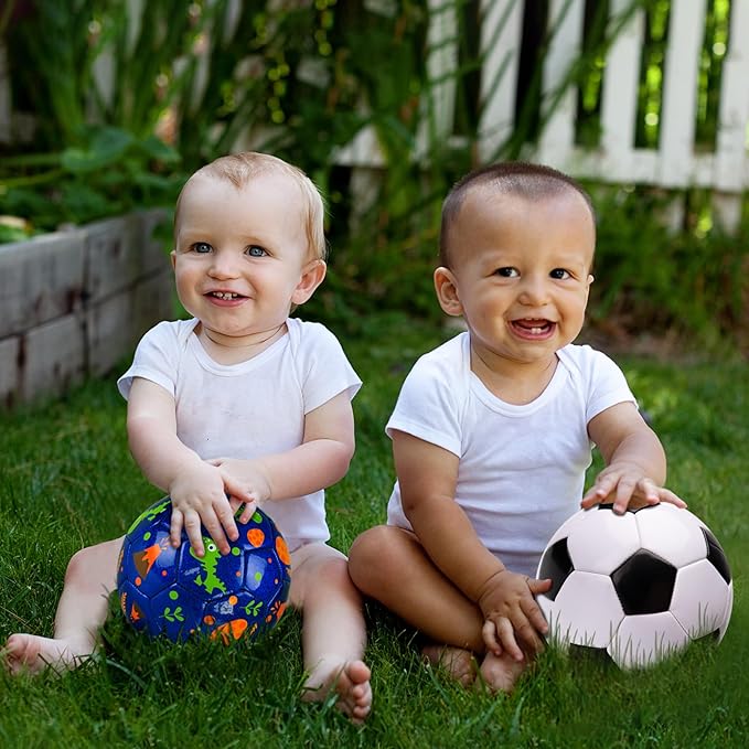 U&C Planet Soccer Ball Size 2/3/4/5 for Toddler and Kids, 1 Pack 2 Pack Classic Cartoon Ball with Pump for Girls and Boys Age 1 and up, Indoor Outdoor Soccer Game Gift