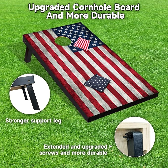 Cornhole Board Set 4x2 Regulation Size Billiards Table Style Cornhole Set with Carrying Bags & 8 Bean Bags Corn Hole Boards Bean Toss Games