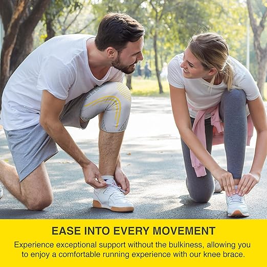 Bracoo 2 Pack Knee Compression Sleeves for Men and Women – Knee Support Brace for Running, Workout, Pain Relief, Meniscus Tear, Arthritis, Joint Recovery, Sports Injury, KE92