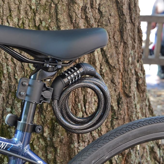 Lumintrail Combination Bike Lock Cable - 6ft Bike Locks Heavy Duty Anti Theft with Combinations - Bike Cable Lock Combination with Mounting Bracket (1 Pack, Purple)