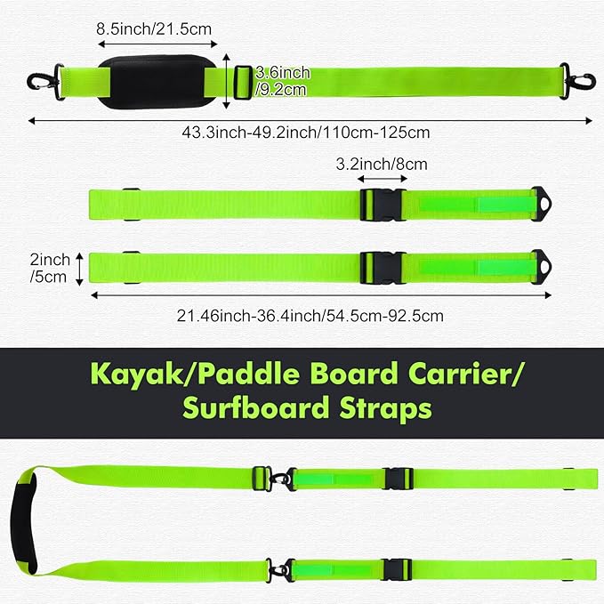 Sanwuta 2 Pack Adjustable Sup Kayak Paddle Board Accessories Surfboard Shoulder Carry Straps for Women and Men