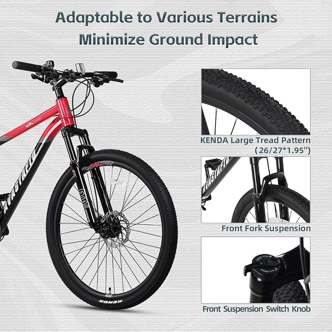AVASTA Earth 26 27.5 inch Mountain Bike with 21-Speed，Aluminum Frame, Dual Disc Brake, Comfortable Saddle,Multiple Colors